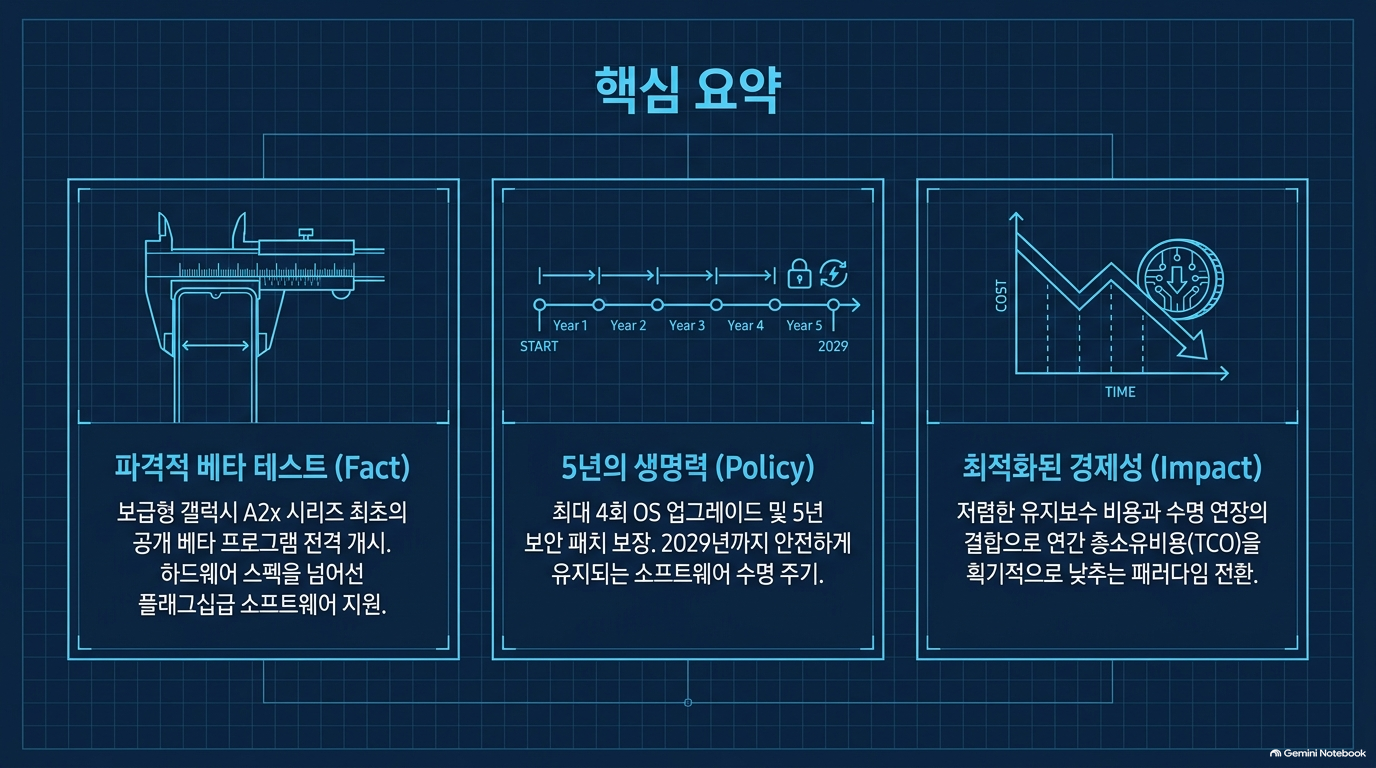 갤럭시 A25 One UI 9 베타, 5년 지원이 교체비용에 미치는 영향 슬라이드 2 미리보기