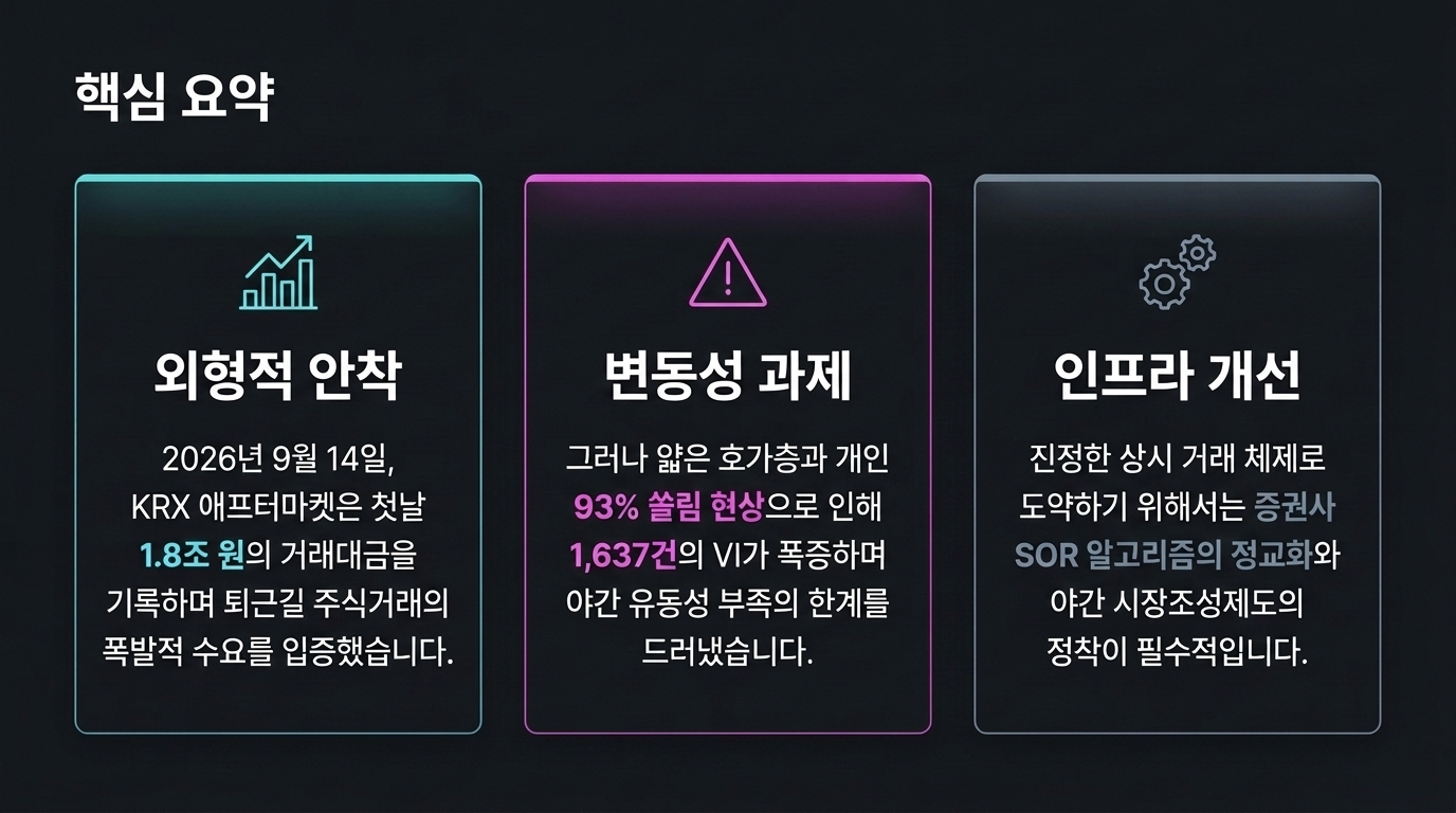 [심층 분석] KRX 애프터마켓 개장 첫날 성과와 NXT 비교: 거래대금·변동성·주문 차이 슬라이드 9 미리보기